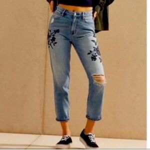 PacSun High Rise Blue and Black Jeans Distressed Style